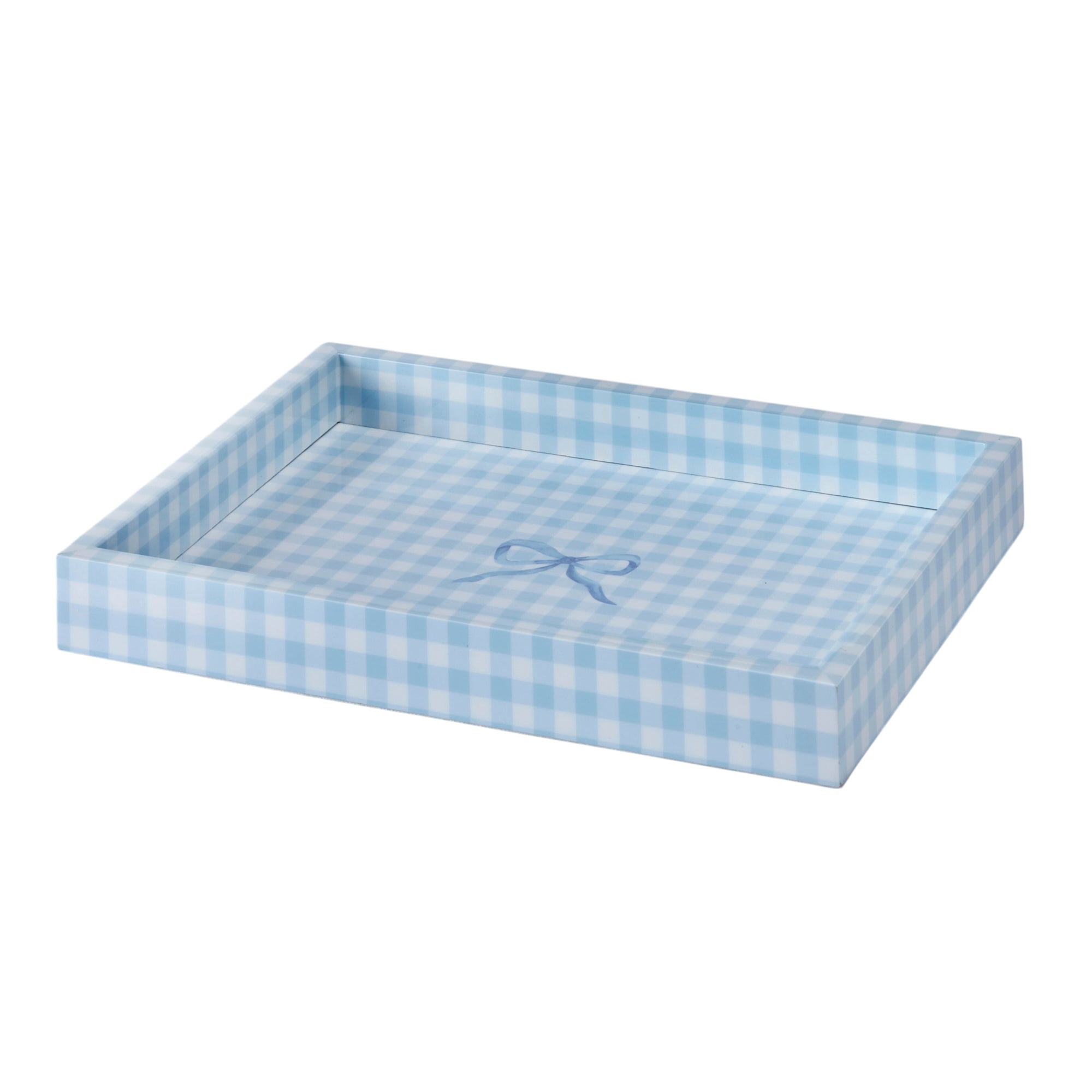 Addison Ross Blue Gingham Lacquer Tray