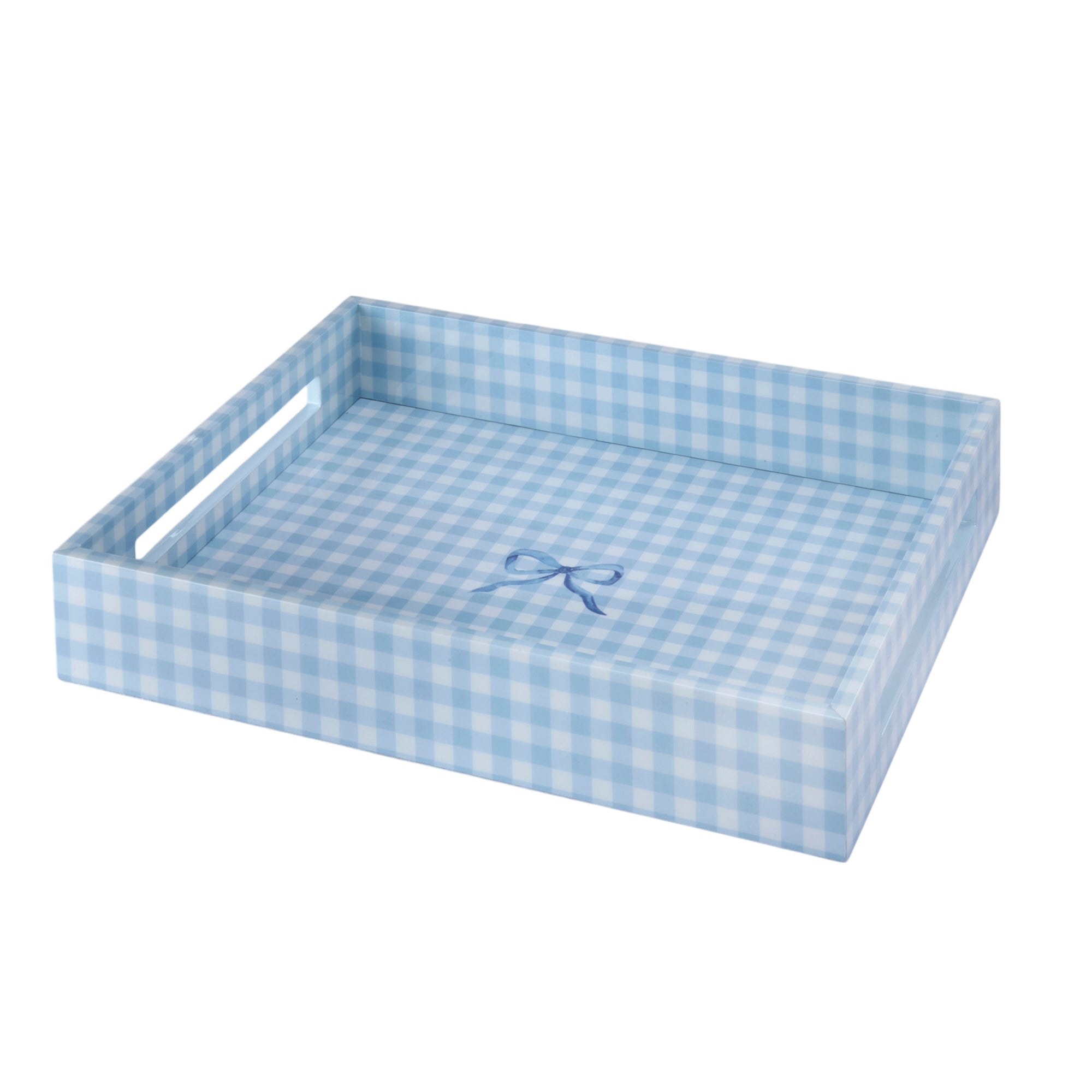 Addison Ross Blue Gingham Lacquer Tray - Thumbnail 2