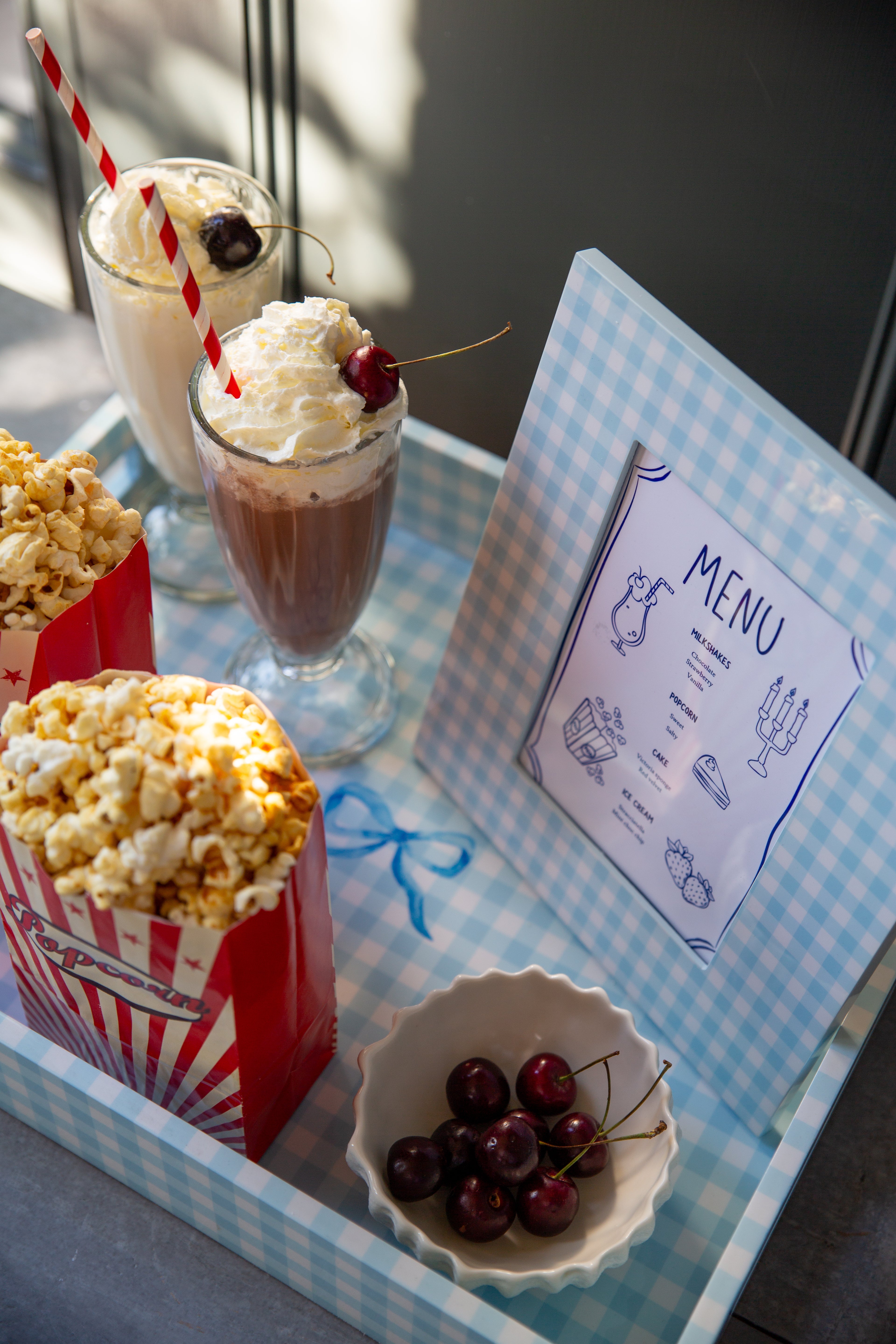 Addison Ross Blue Gingham Lacquer Tray - Thumbnail 5