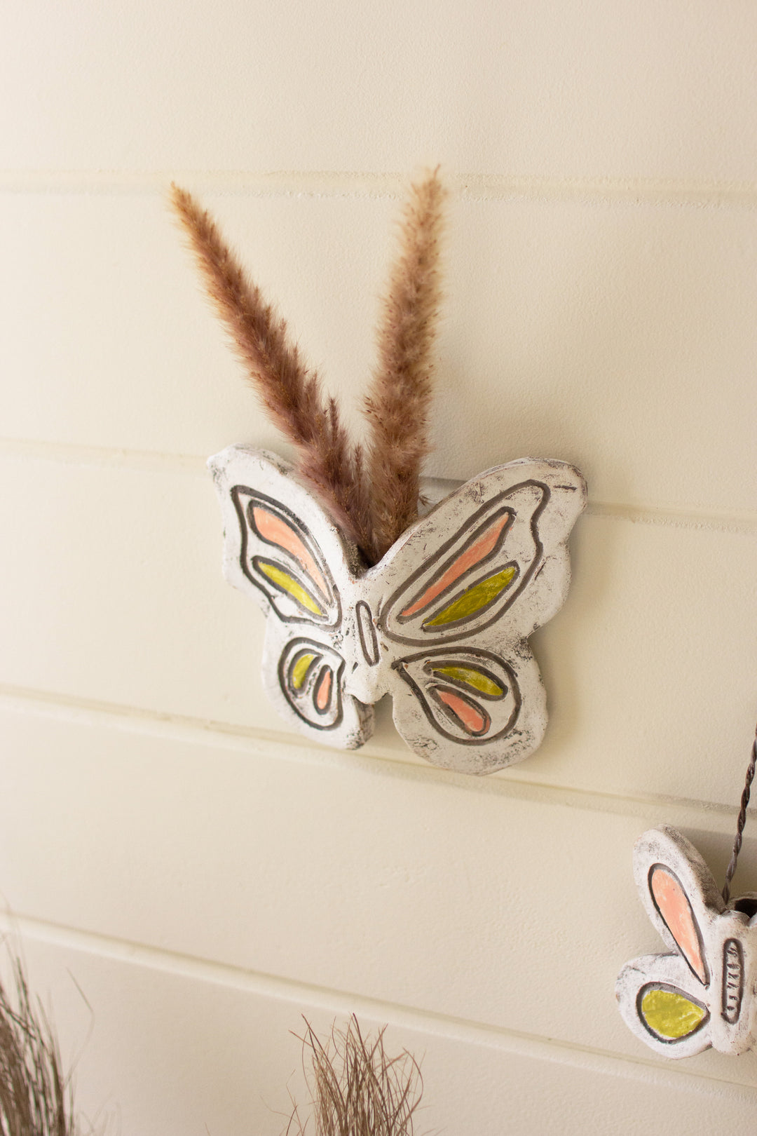 Set Of 3 Hanging Clay Butterfly Bud Vases