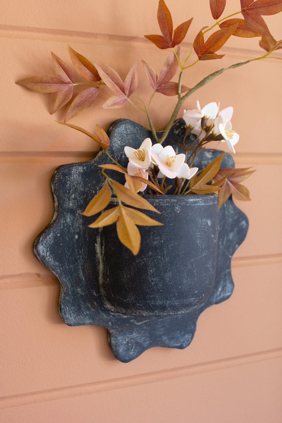 wall hanging ceramic plant pots Set Of 3 Black Wavy Clay Wall Planters – Hudson & Vine