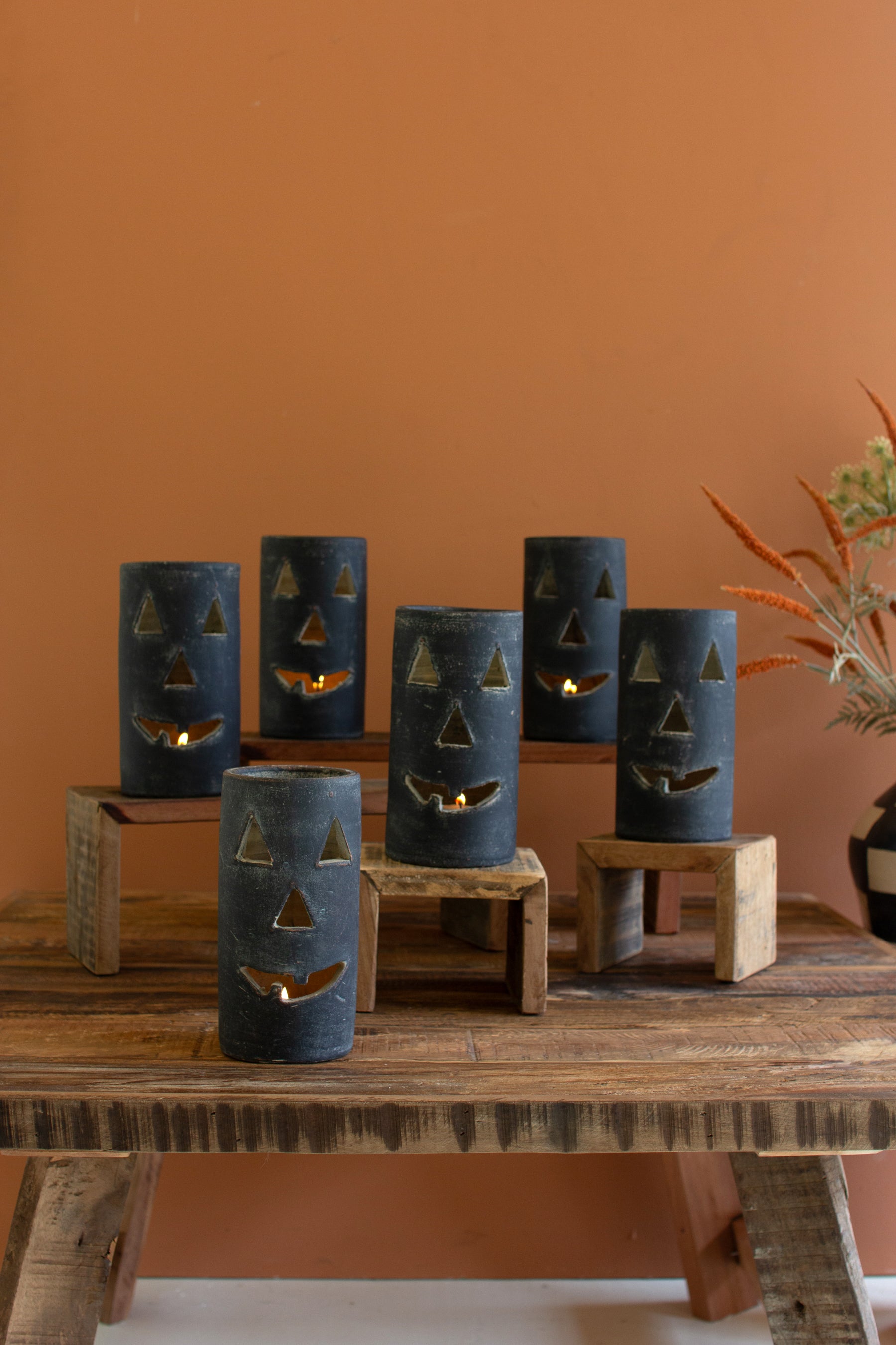 Tall Black Clay Jack-O-Lantern Set of Six – Hudson & Vine