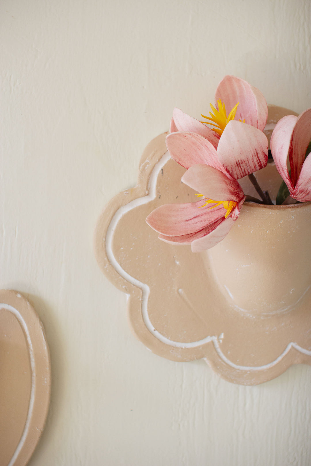 Set of 2 Clay Flower Wall Planters