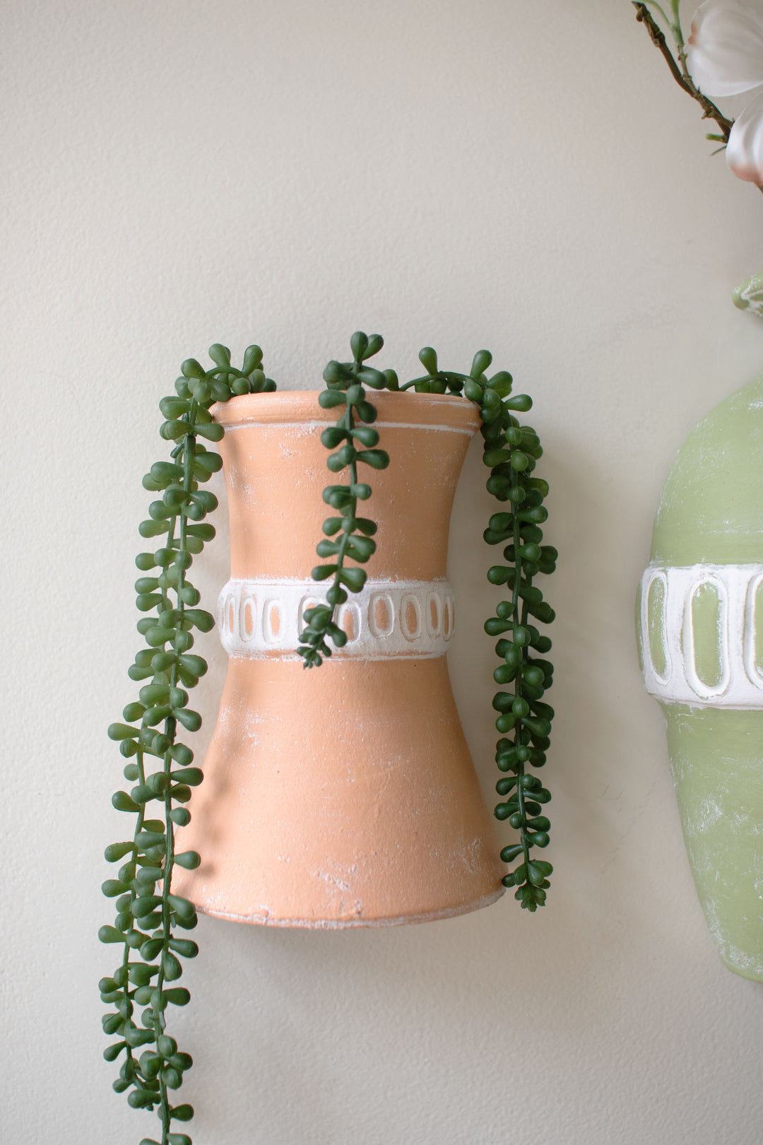 Set of 3 Painted Clay Wall Vases