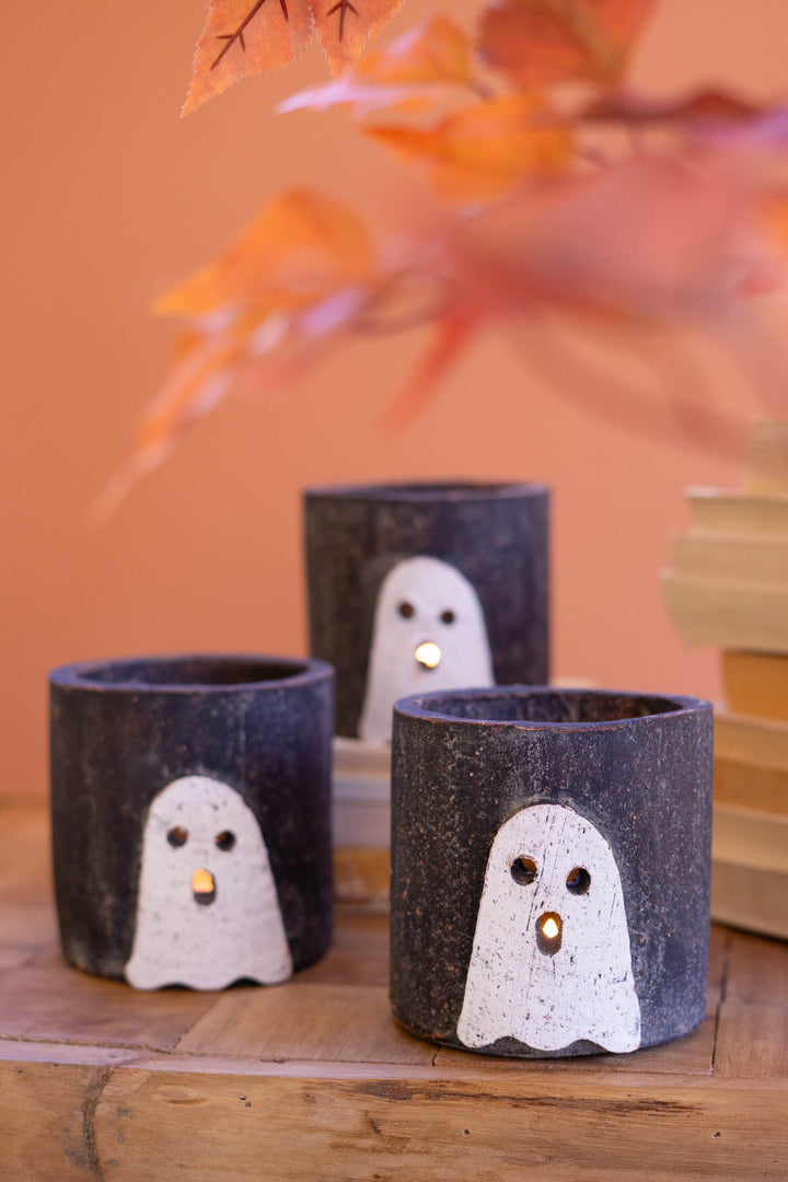 Clay Halloween Ghost Luminary Set of 4