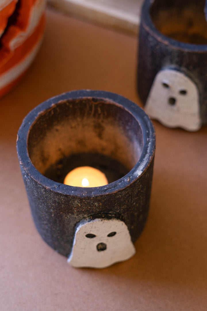 Clay Halloween Ghost Luminary Set of 4