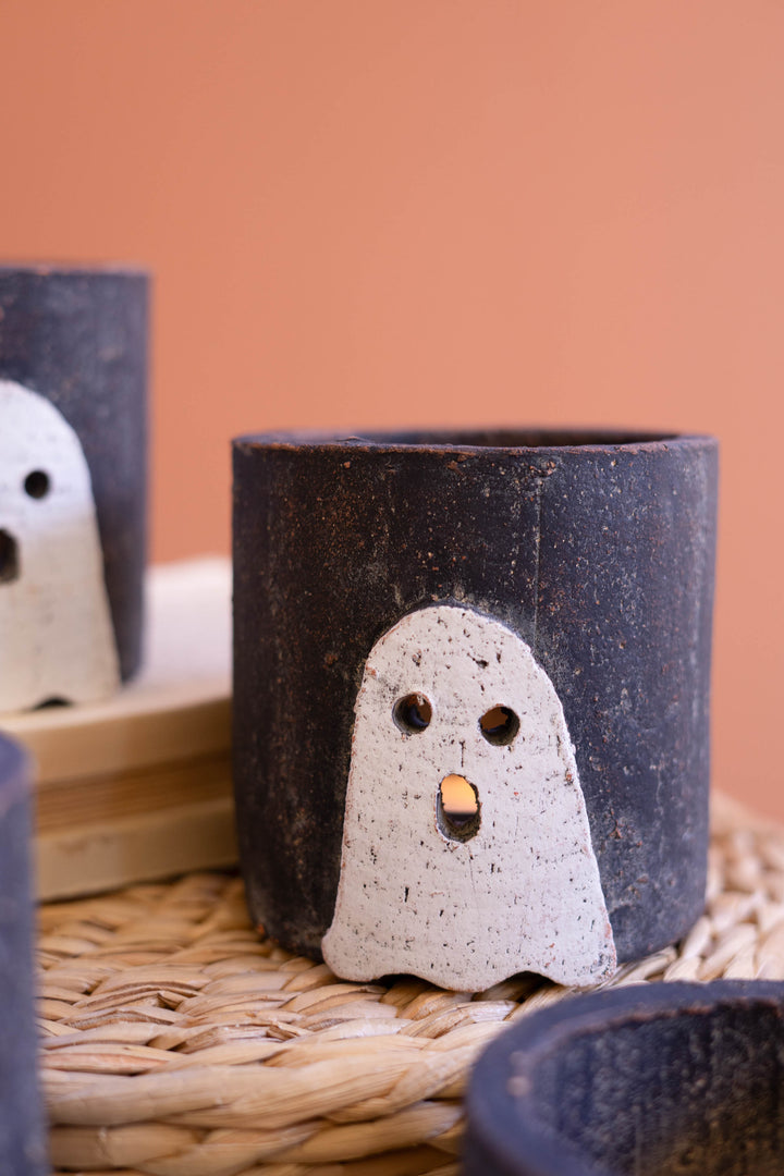 Clay Halloween Ghost Luminary Set of 4