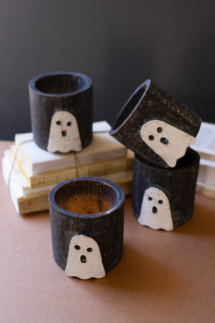 Clay Halloween Ghost Luminary Set of 4