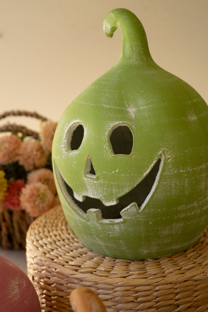 Set of 3 Colorful Clay Jack-O-Lanterns