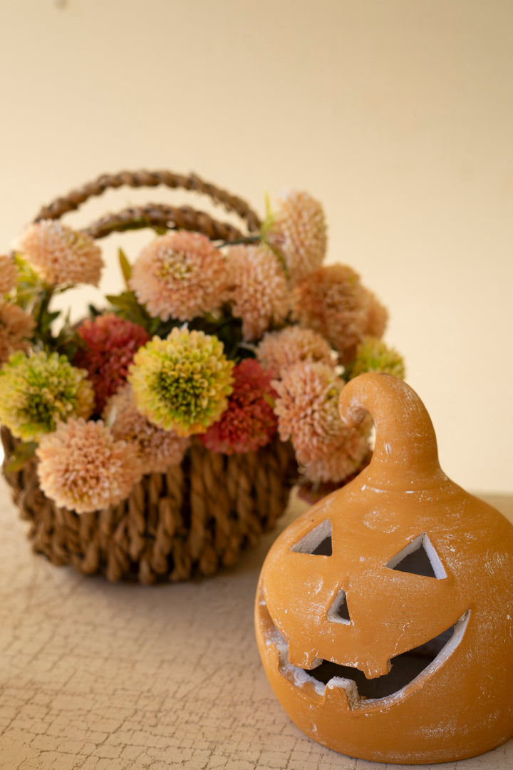 Set of 3 Colorful Clay Jack-O-Lanterns