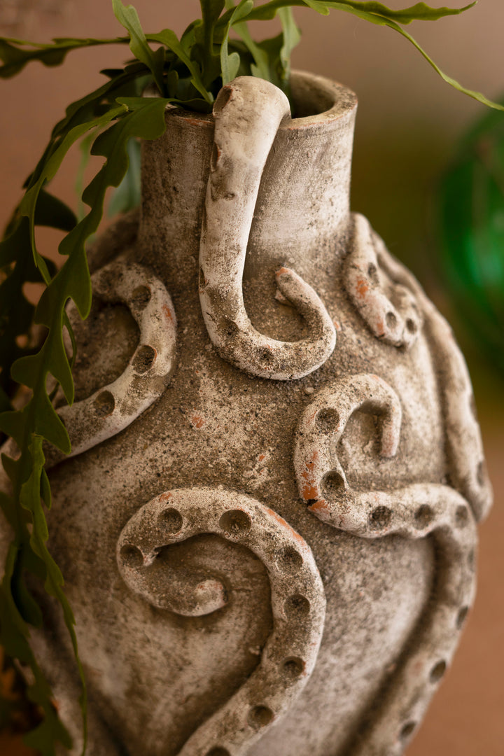 Hand-Painted Clay Octopus Vase