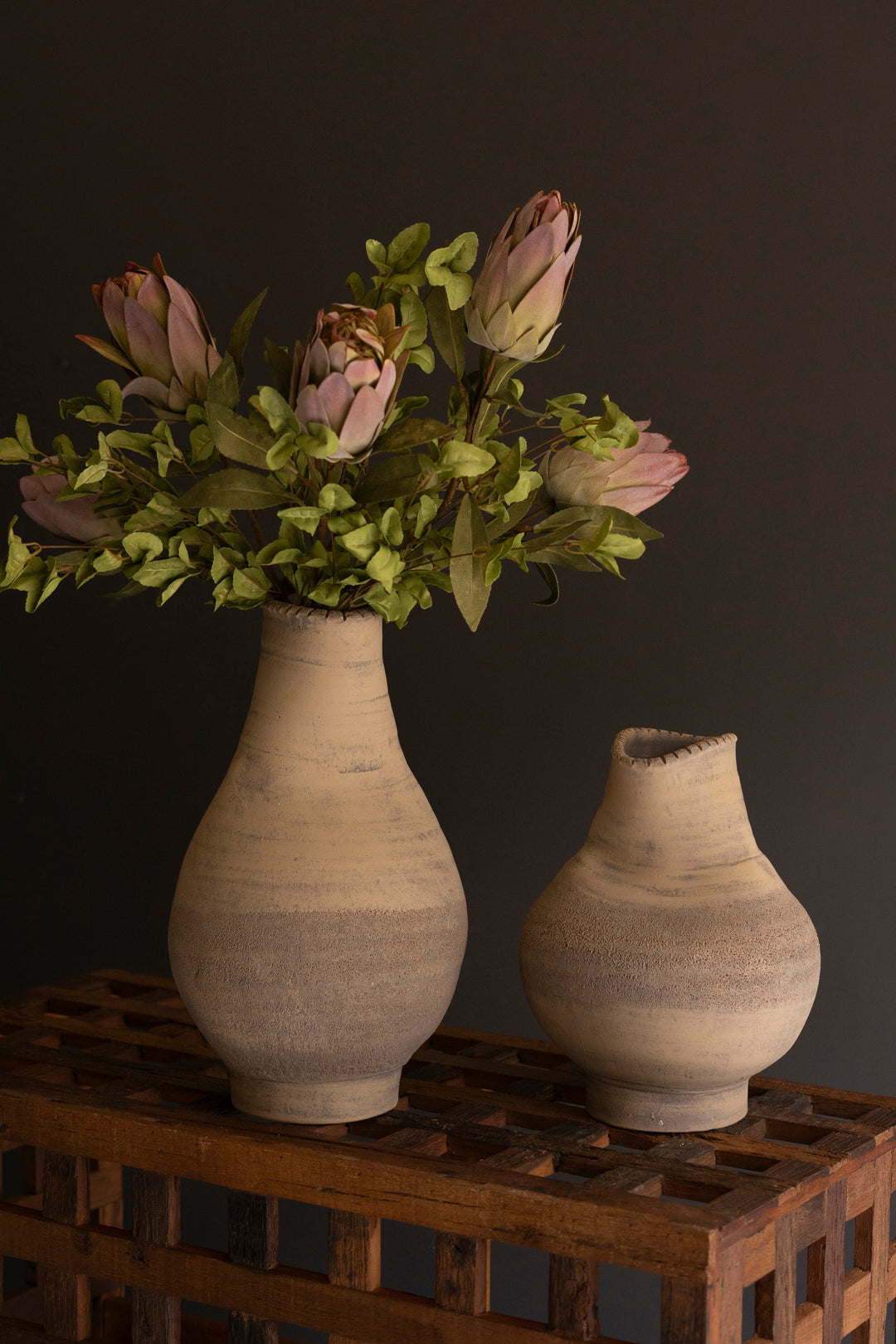 Free Formed Large Clay Vase 16.5"T