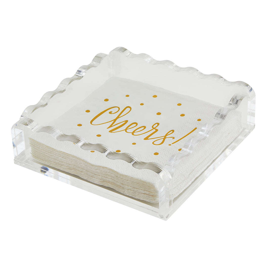 Tizo Acrylic Wave Cocktail Napkin Tray 6" (Clear)