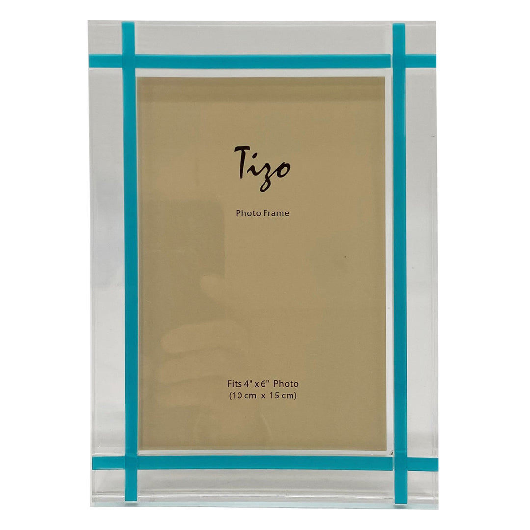 Tizo Acrylic Lucite Picture Frame (Turquoise Inlay Design)