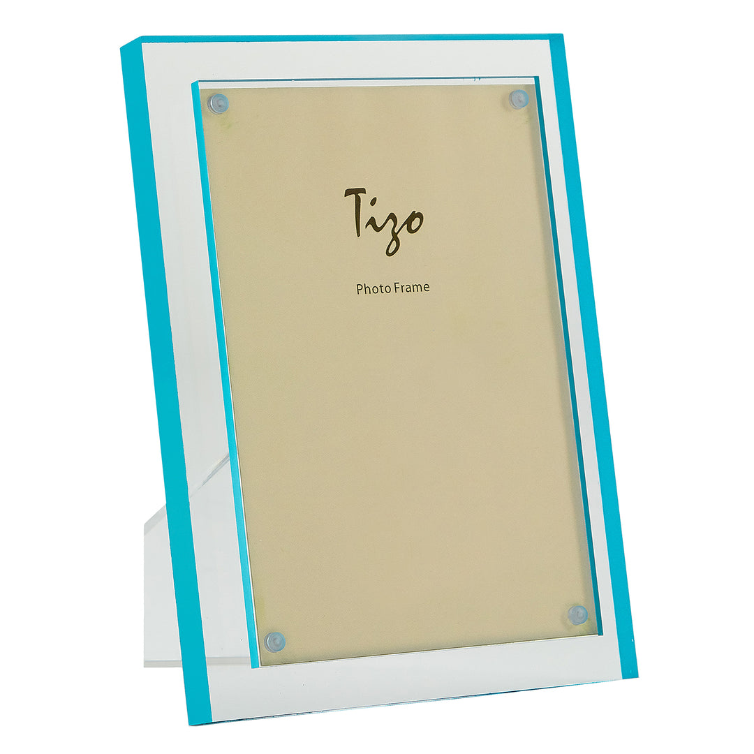 Tizo Acrylic Lucite Picture Frame (Turquoise Double Border)
