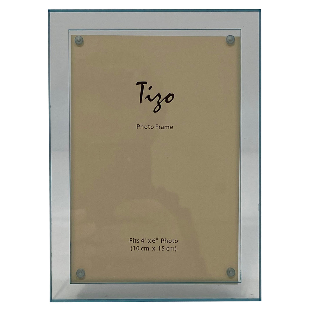 Tizo Acrylic Lucite Picture Frame (Turquoise Double Border)