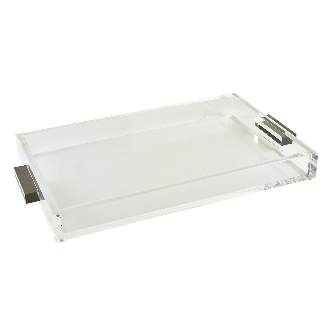 Tizo Design Lucite Tray Clear w/Silver Handle 12x8