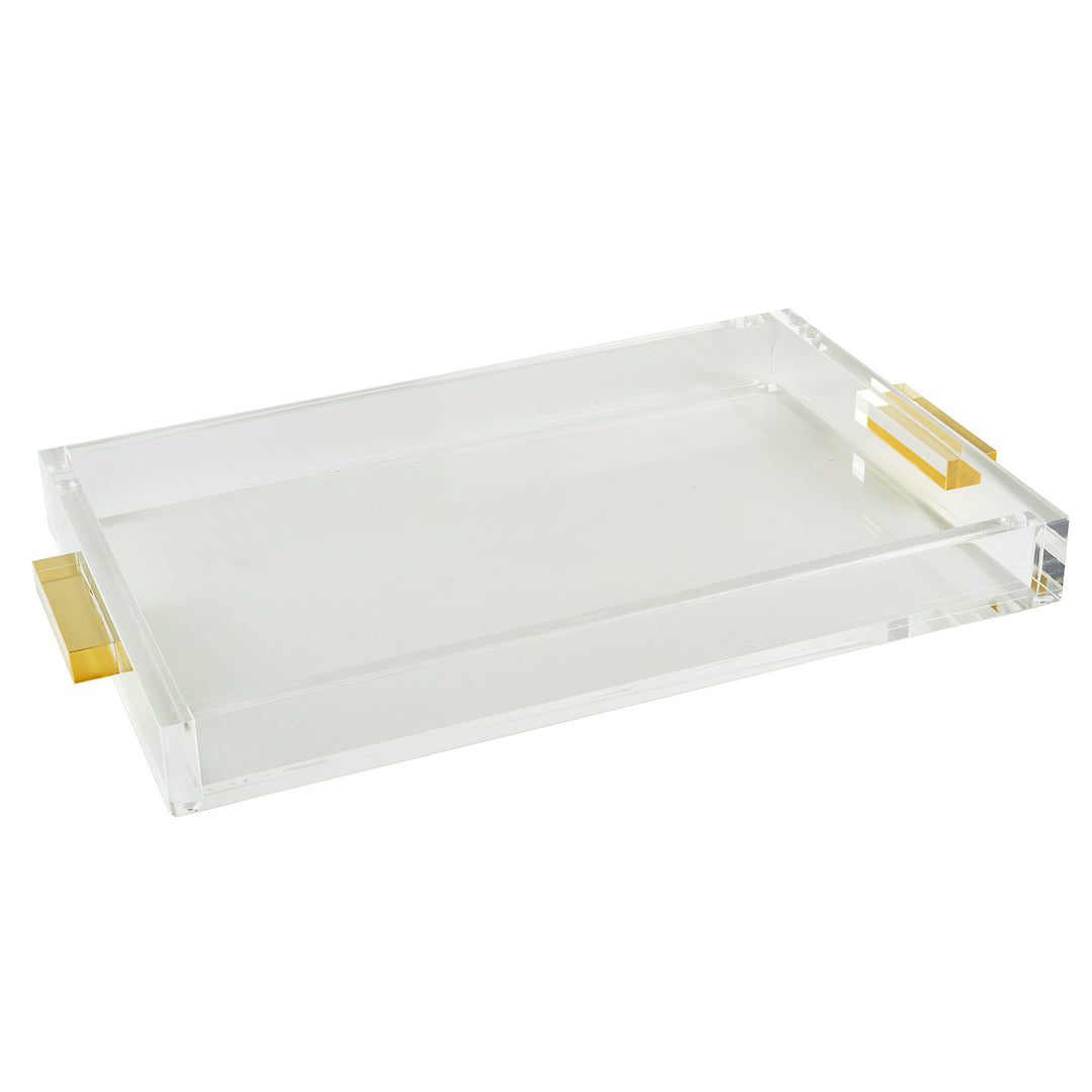 Tizo Design Lucite Tray Clear w/Gold Handle 16x12