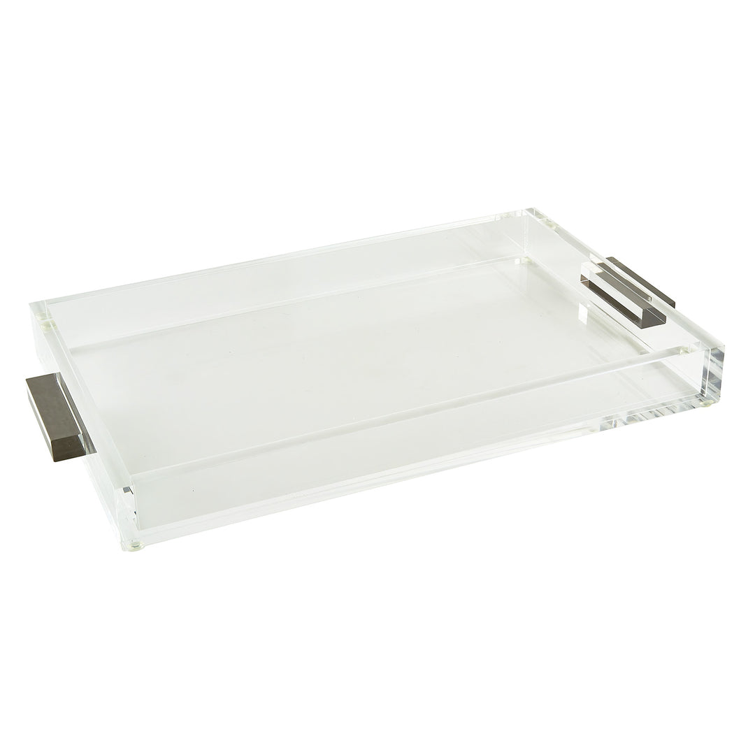 Tizo Design Lucite Tray Clear w/Silver Handle 16x12