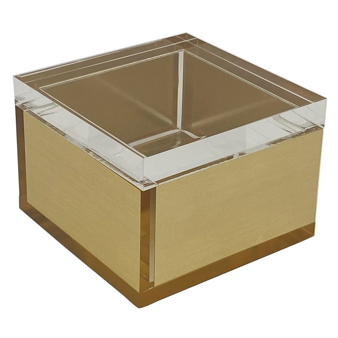 Tizo Clear Lucite Small Square 4" Box (Gold)