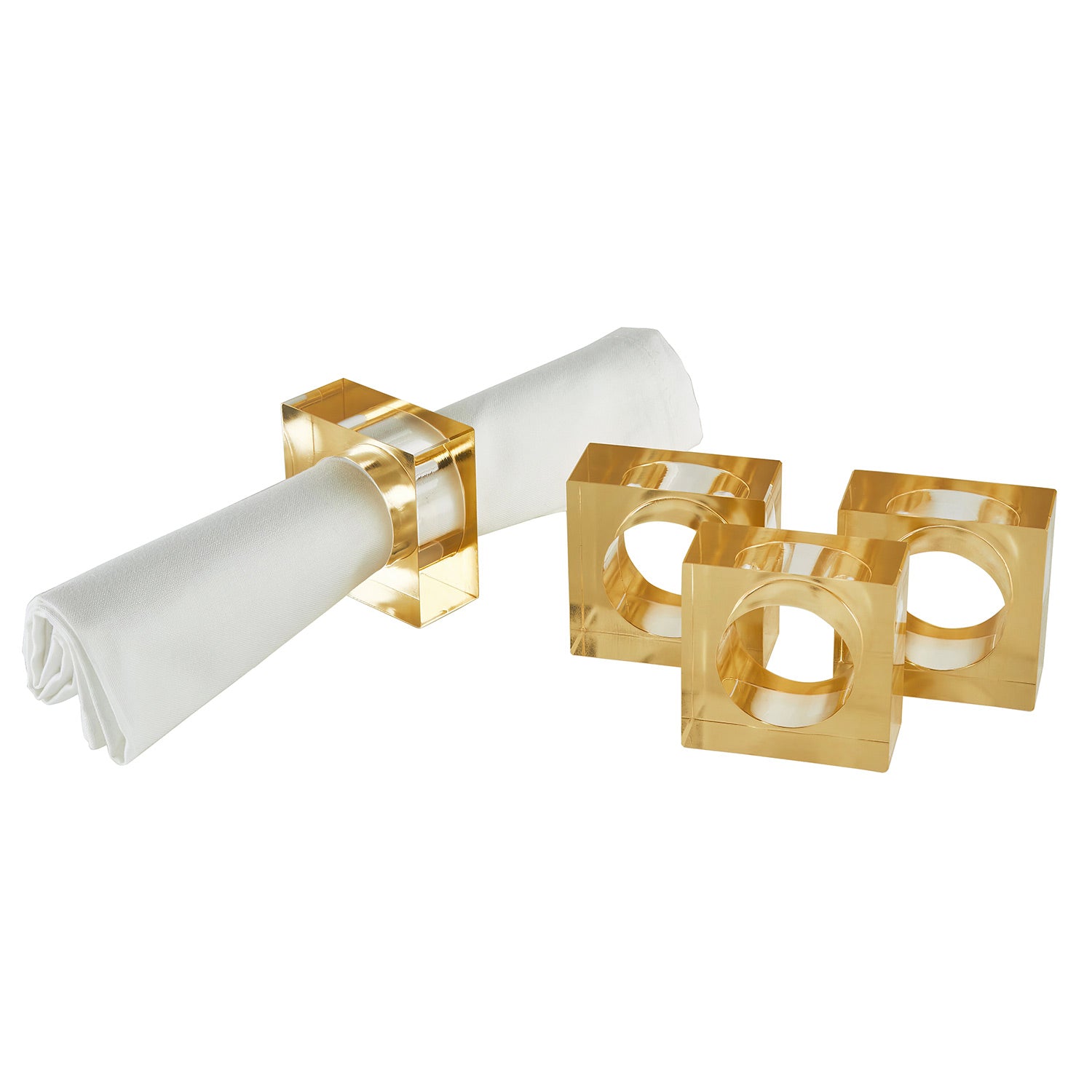 Tizo Design Lucite Gold Napkin Rings