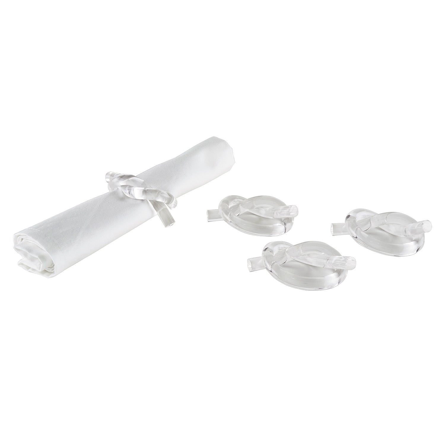 Tizo Design Lucite Clear Knot Napkin Rings Set/4