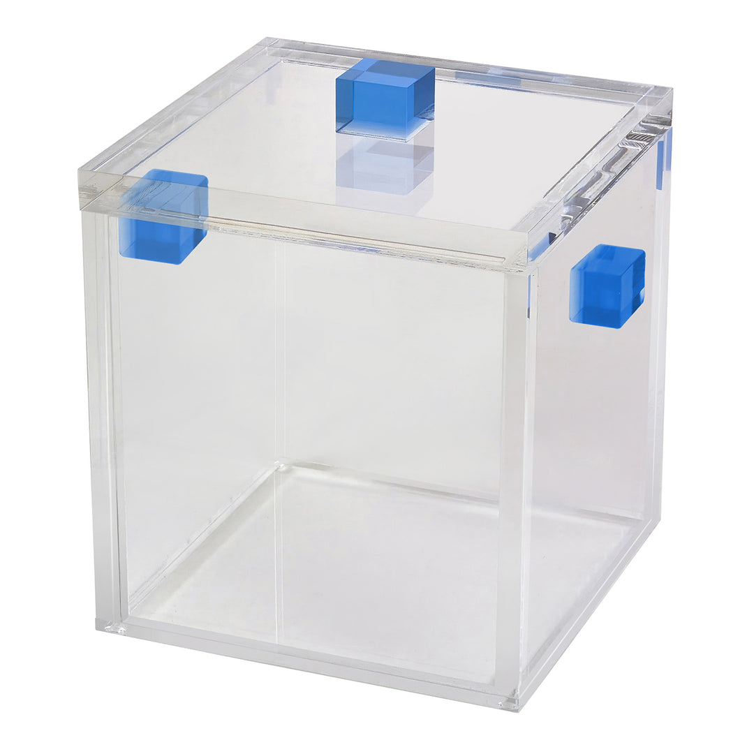 Tizo Design Lucite Clear Ice Bucket W/Blue Handles
