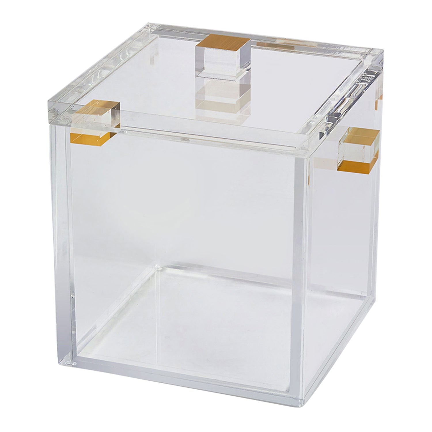 Tizo Design Lucite Clear Ice Bucket W/Gold Handles