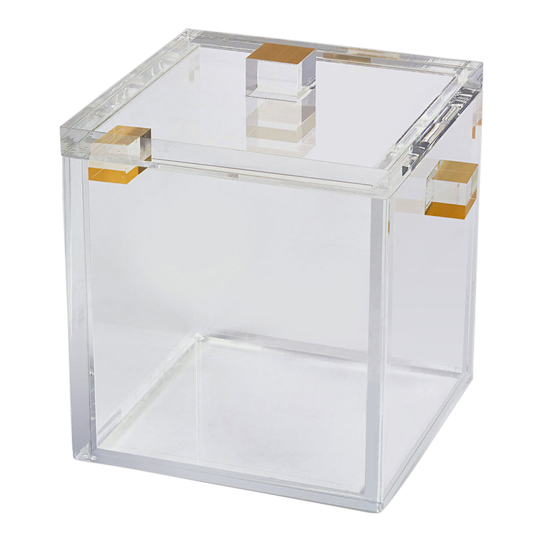 Tizo Design Lucite Clear Ice Bucket W/Gold Handles