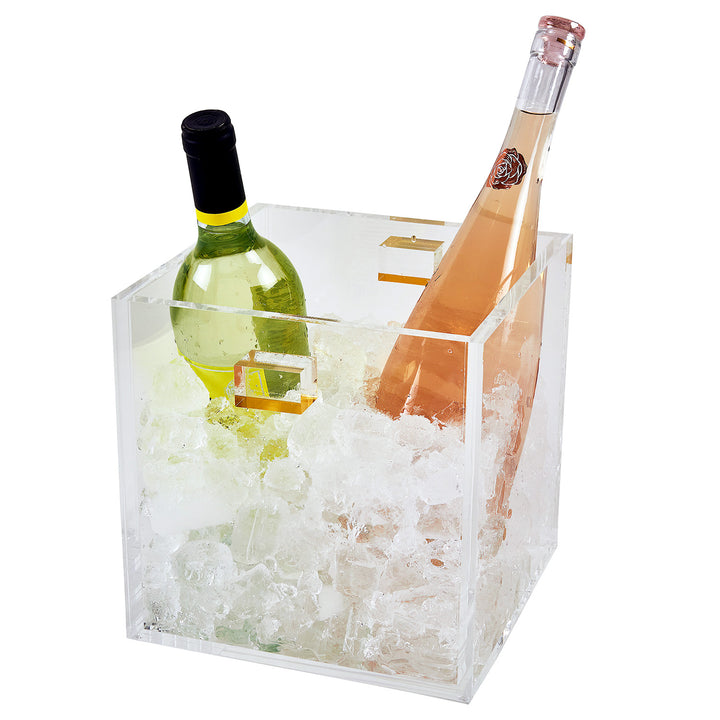 Tizo Design Lucite Clear Wine Cooler w/Gold Handles