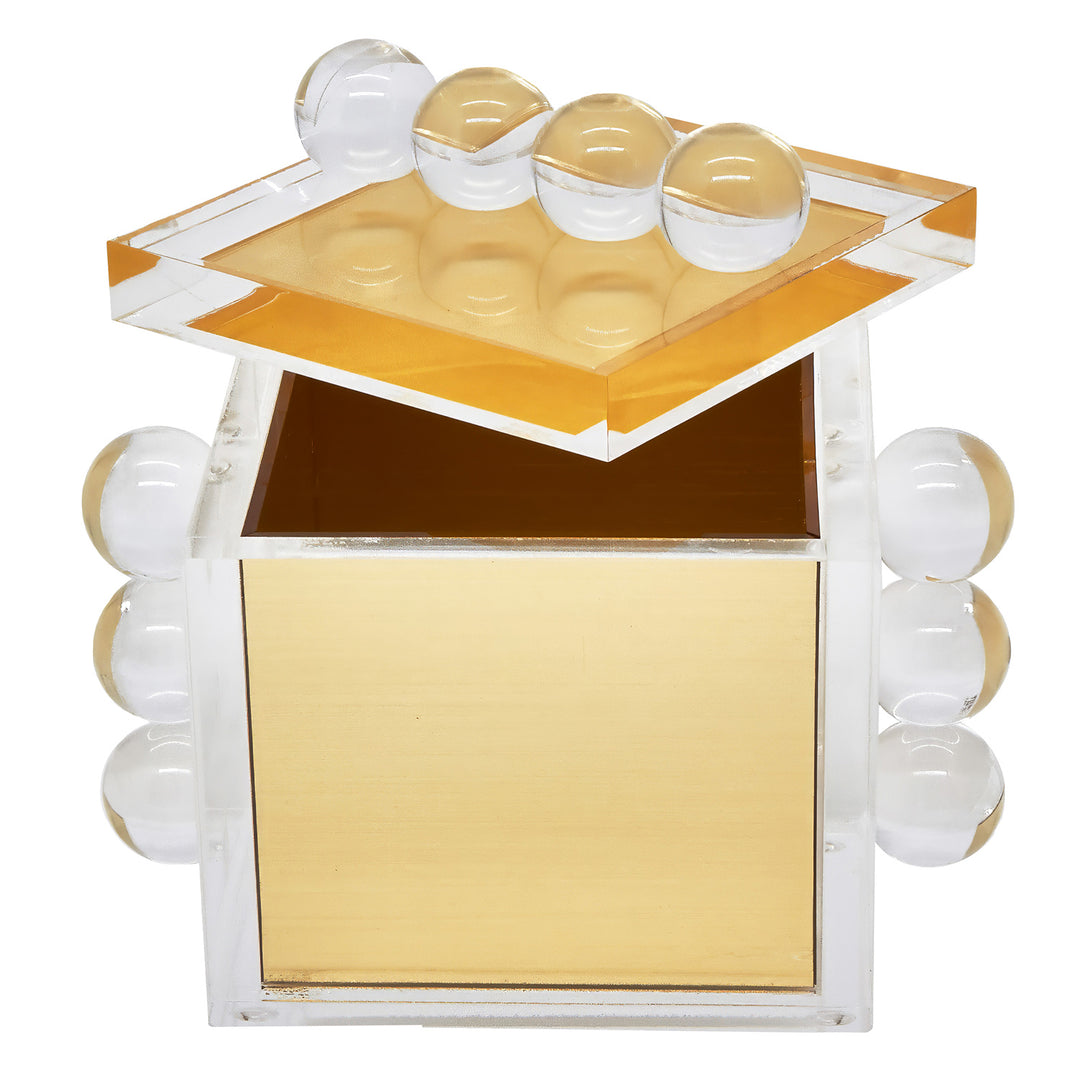 Tizo Design Acrylic Box Gold w/Balls 4"x4"