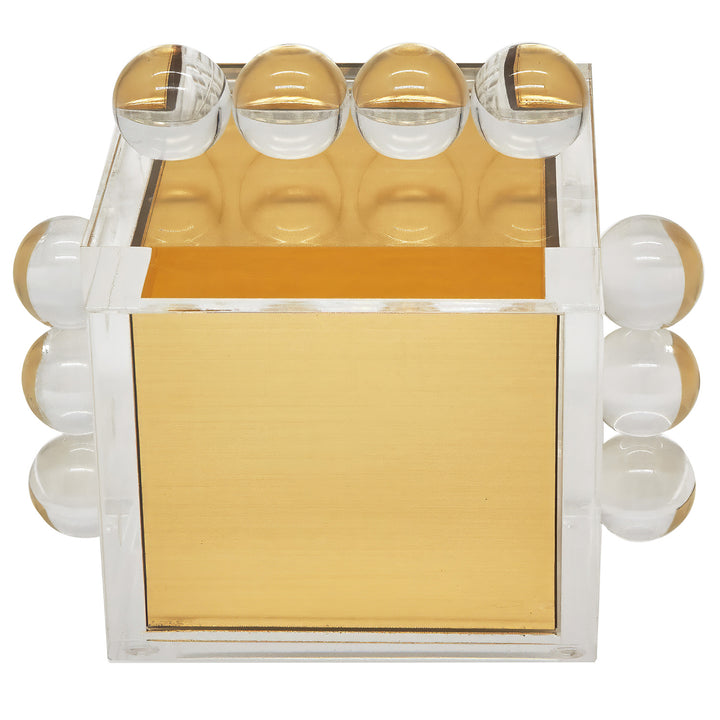 Tizo Design Acrylic Box Gold w/Balls 4"x4"