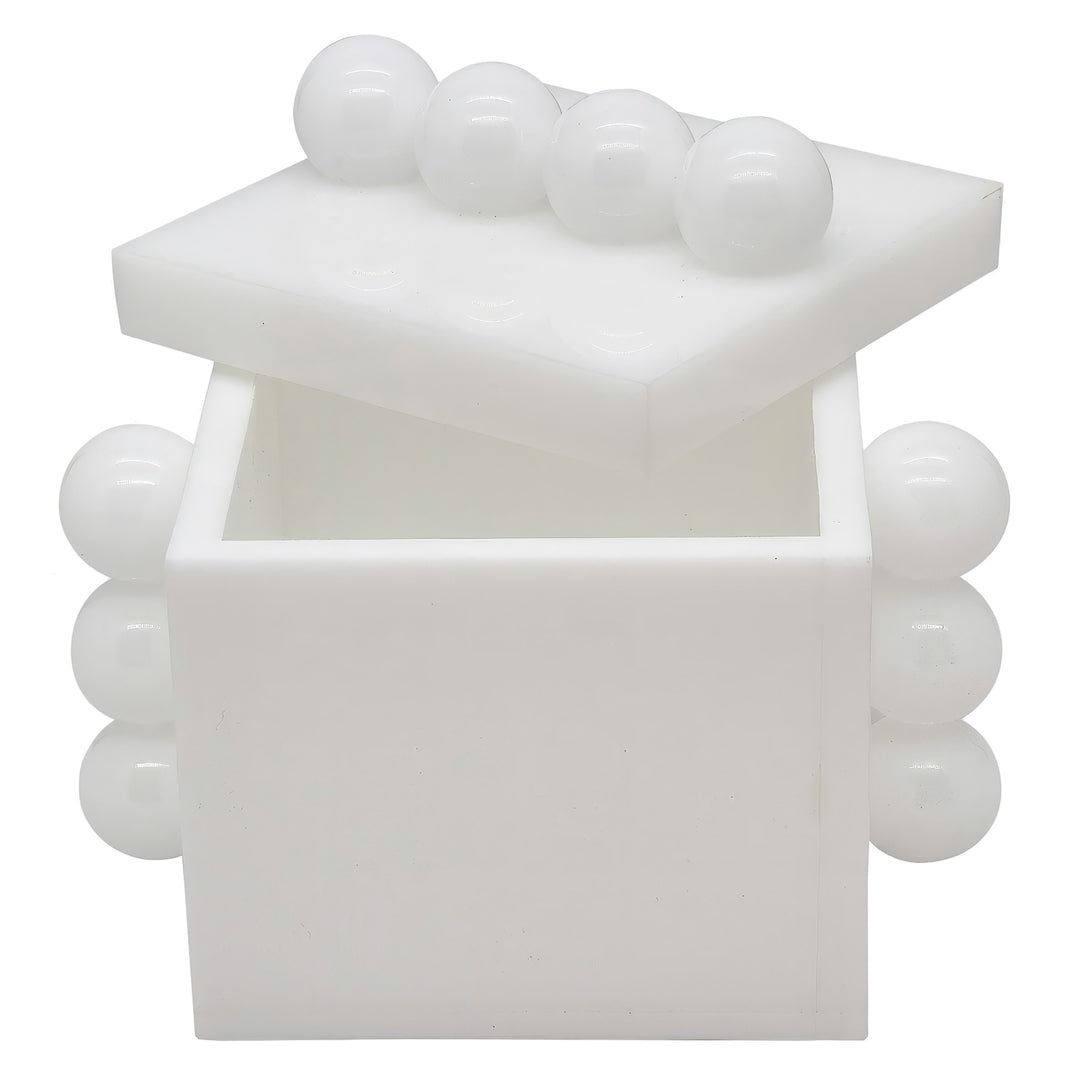 Tizo Design Acrylic Box White w/Balls 4"x4"