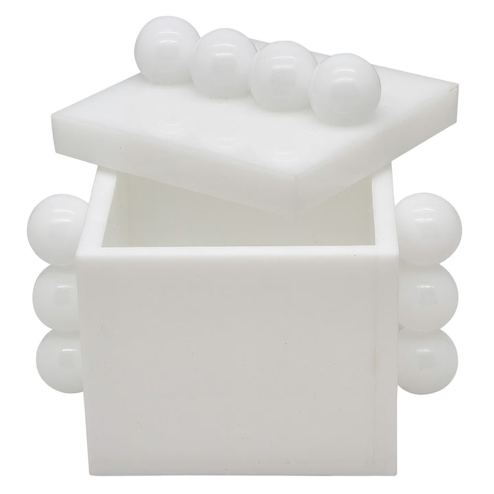 Tizo Design Acrylic Box White w/Balls 4"x4"