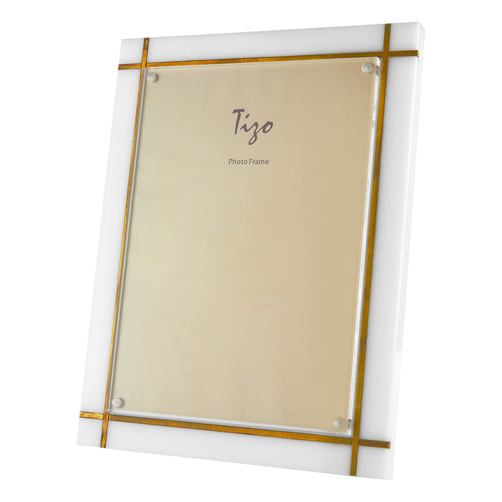 Tizo Design Solid White Lucite with the Gold Brass Frame