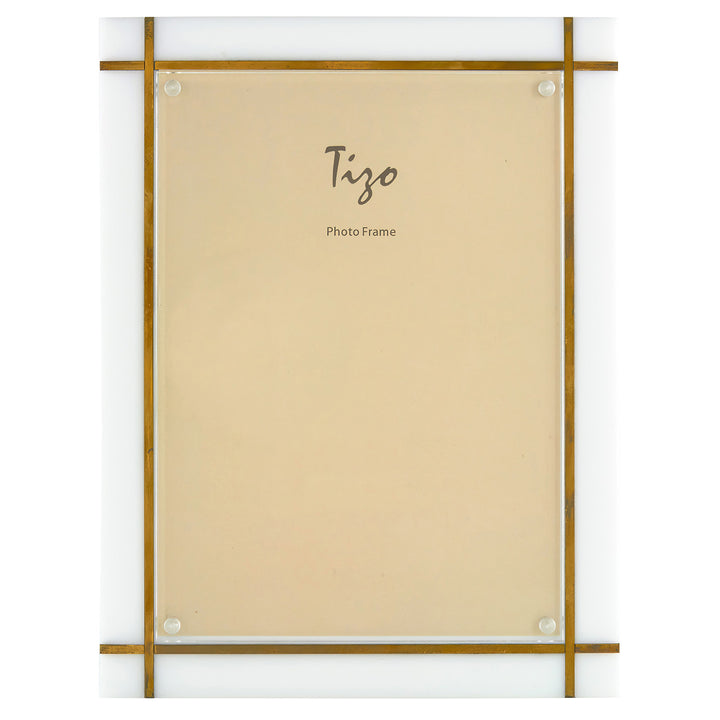 Tizo Design Solid White Lucite with the Gold Brass Frame