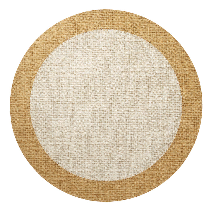 Bodrum Halo Vinyl Round Placemats (Beige/Straw) Set of 4