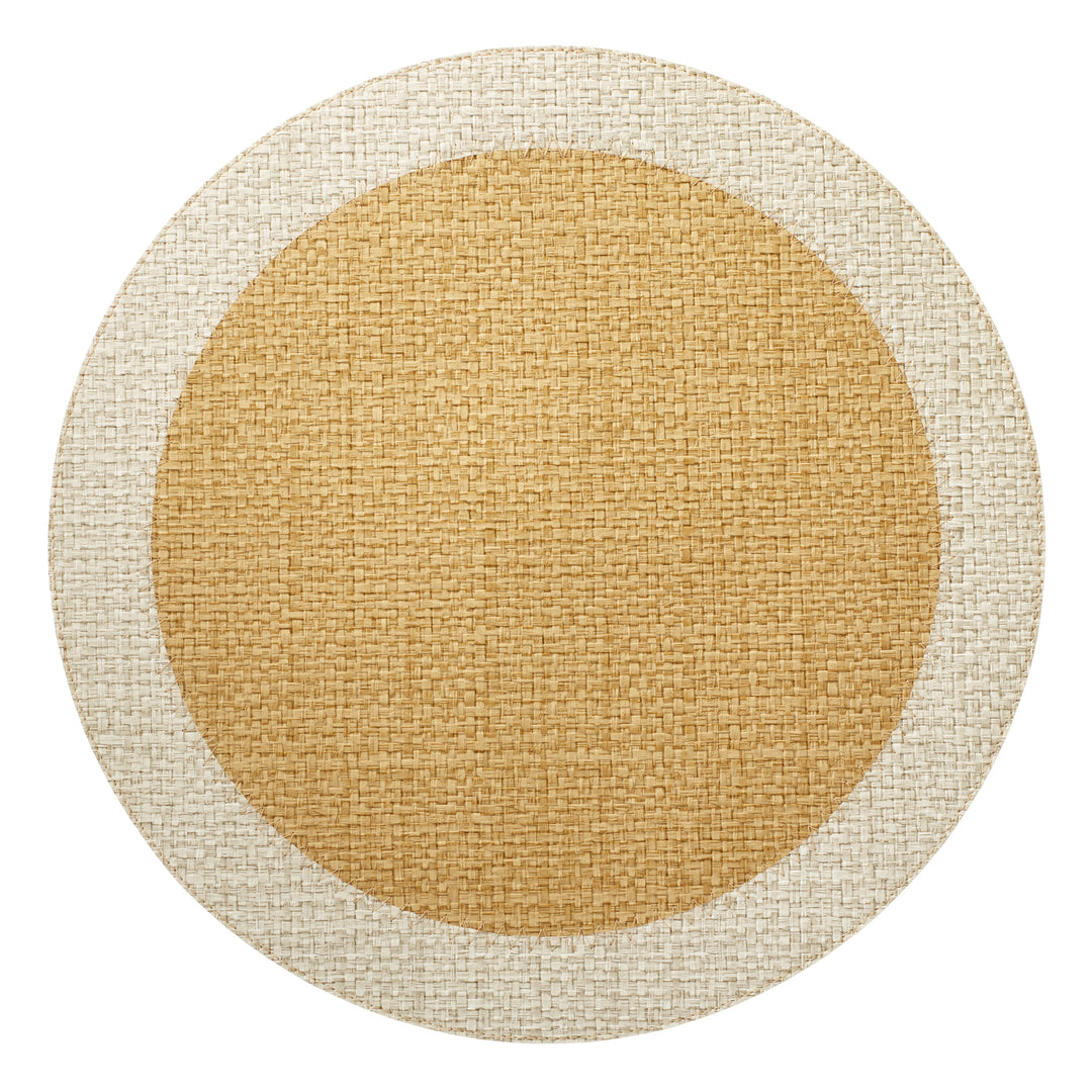 Bodrum Halo Vinyl Round Placemats (Beige/Straw) Set of 4