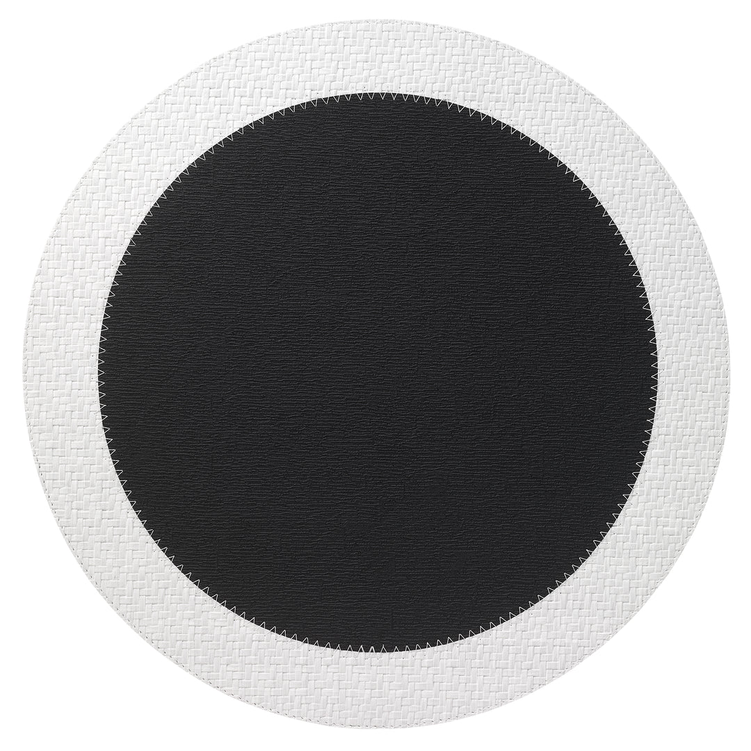 Bodrum Halo Vinyl Round Placemats (Black/White) Set of 4