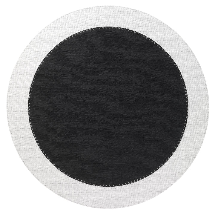 Bodrum Halo Vinyl Round Placemats (Black/White) Set of 4