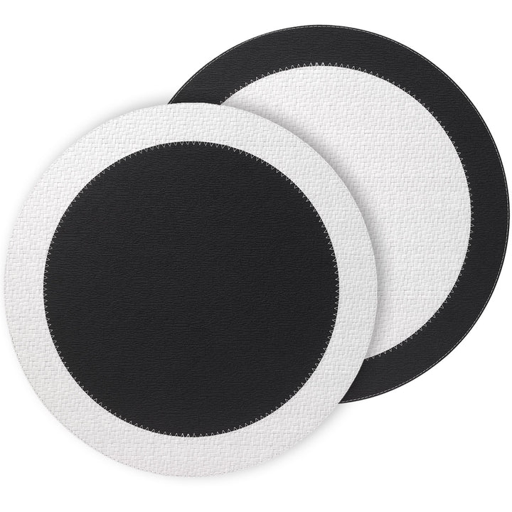 Bodrum Halo Vinyl Round Placemats (Black/White) Set of 4