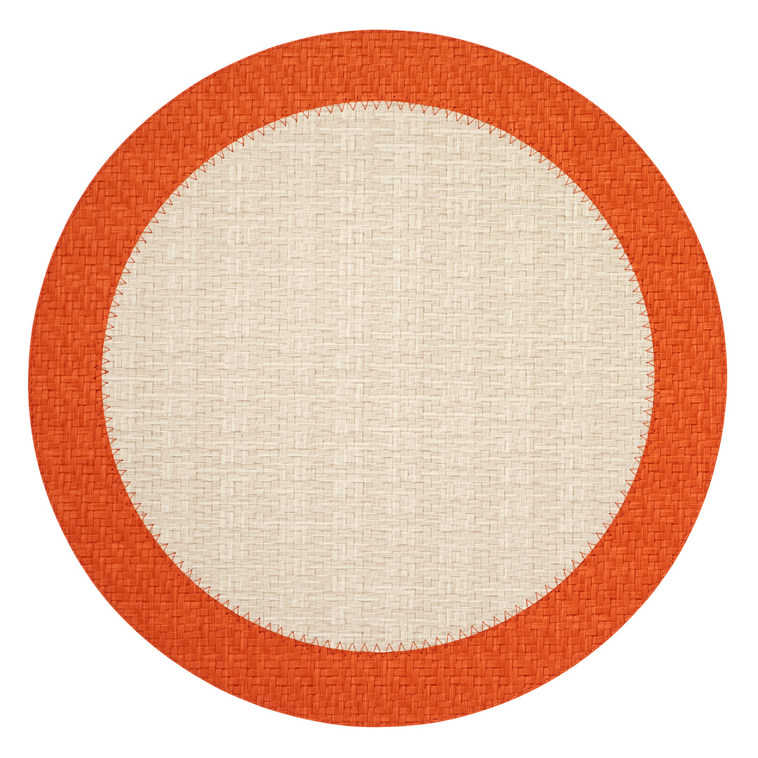 Bodrum Halo Vinyl Round Placemats (Cream/Pumpkin) Set of 4