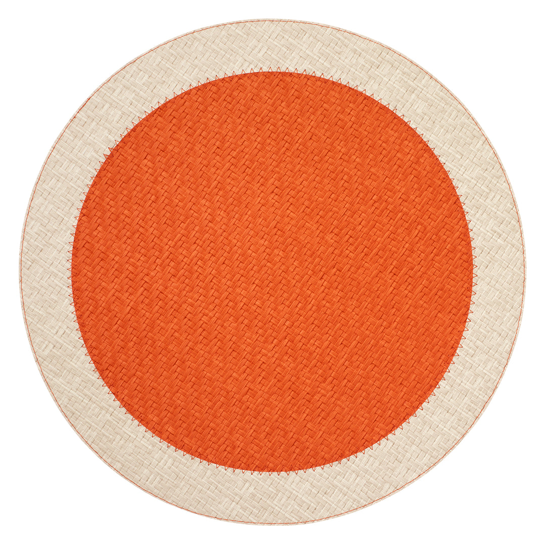 Bodrum Halo Vinyl Round Placemats (Cream/Pumpkin) Set of 4