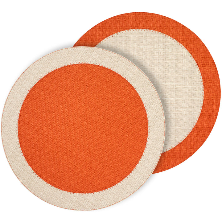 Bodrum Halo Vinyl Round Placemats (Cream/Pumpkin) Set of 4