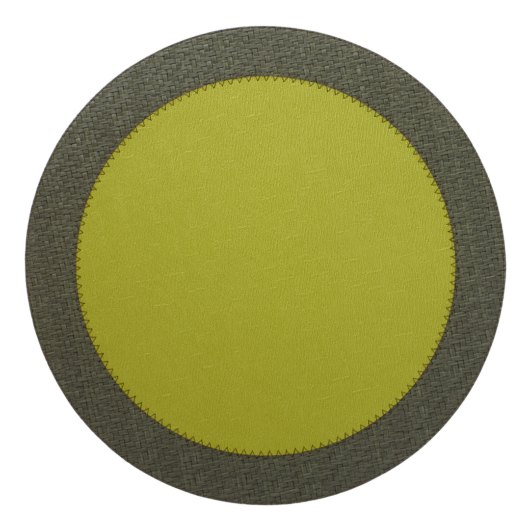 Bodrum Halo Vinyl Round Placemats (Grass/Olive) Set of 4