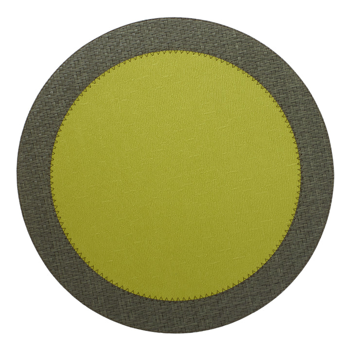 Bodrum Halo Vinyl Round Placemats (Grass/Olive) Set of 4