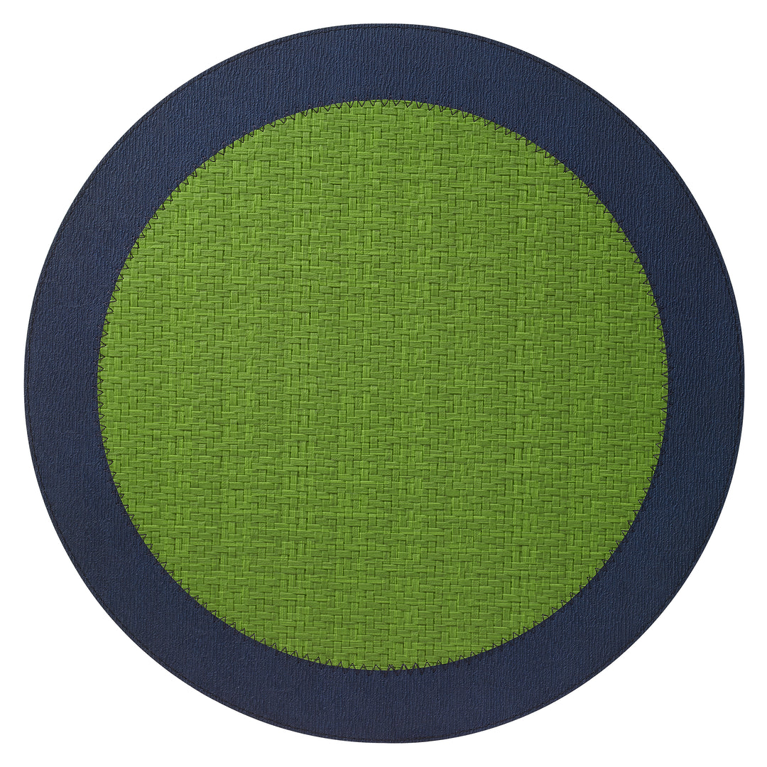 Bodrum Halo Vinyl Round Placemats (Grass/Navy) Set of 4