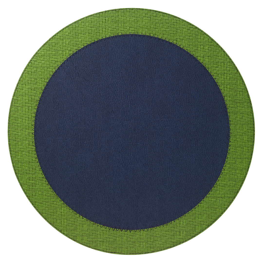 Bodrum Halo Vinyl Round Placemats (Grass/Navy) Set of 4