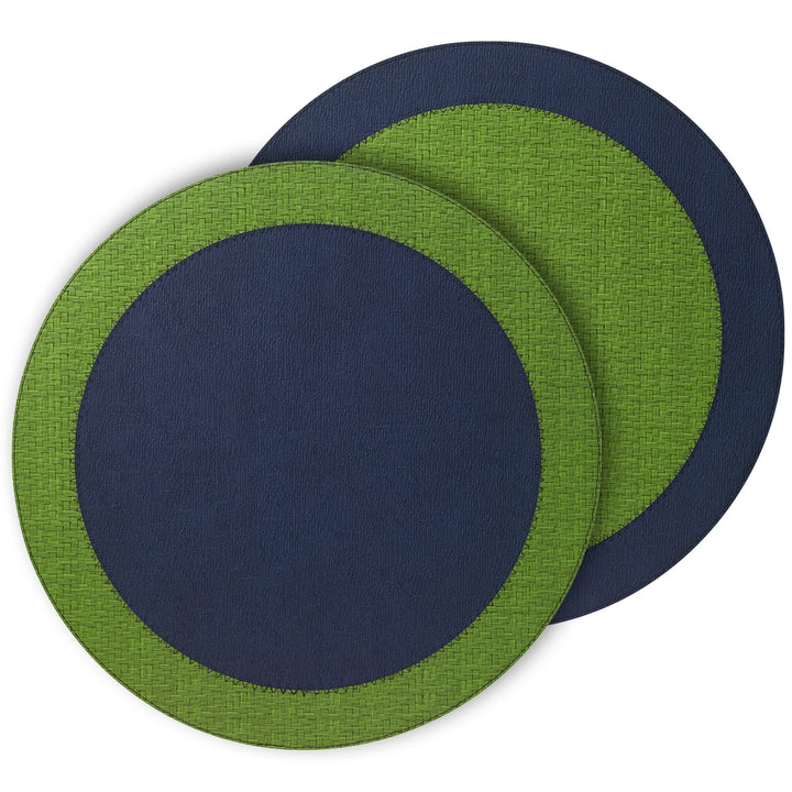 Bodrum Halo Vinyl Round Placemats (Grass/Navy) Set of 4