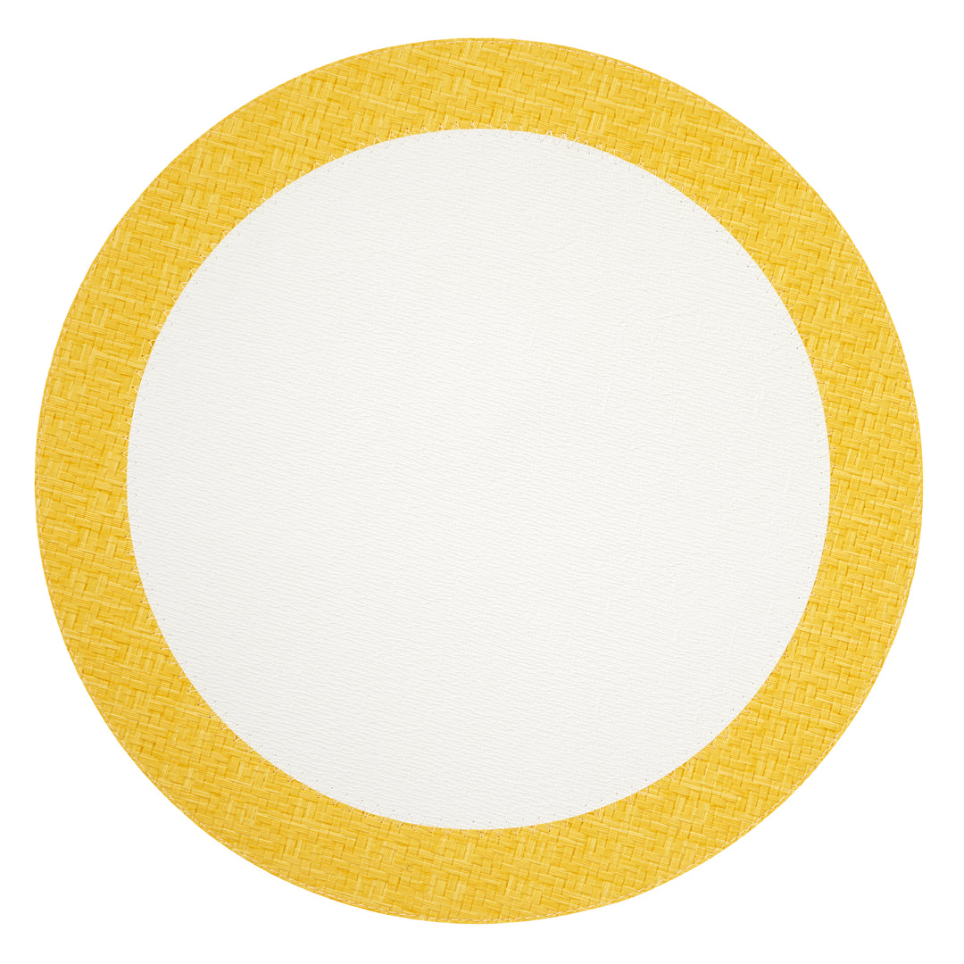 Bodrum Halo Vinyl Round Placemats (White/Sunshine) Set of 4